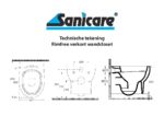 Rimfree verkort wandcloset technische tekening
